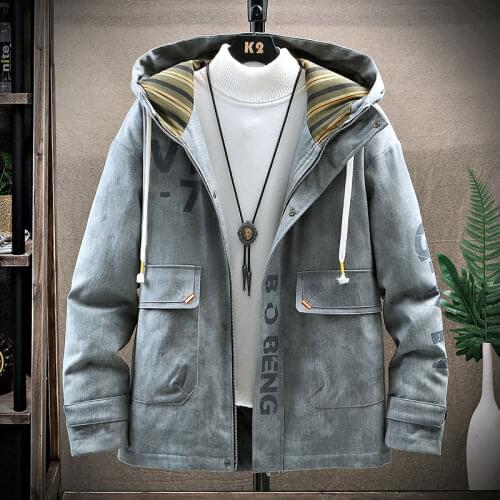 2021 Spring Mens Casual Jacket Male Fashion Hooded Streetwear Comfortable Slim Fit Male Clothing Many Pockets Plus Size