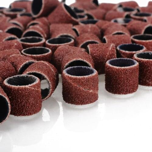 100pcs 1/2'' 80Grit Sanding Bands 1/8'' Sanding Drum Mandrel Rotary Tool Quality For Power Nail Machine Drill Bits Abrasive Tool