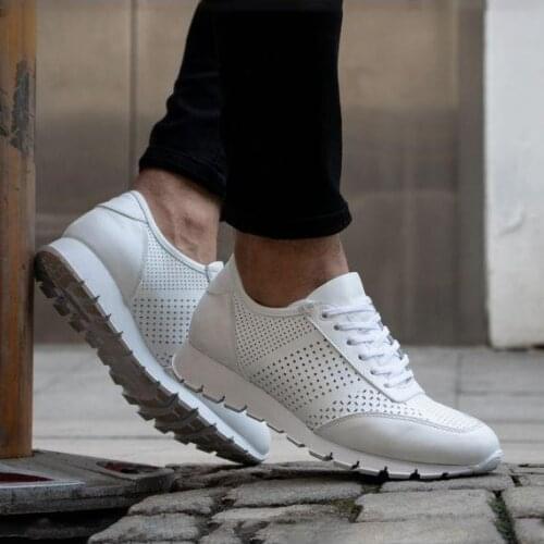 İBAY 6198 PULL Male White Genuine Leather Daily Casual Shoes