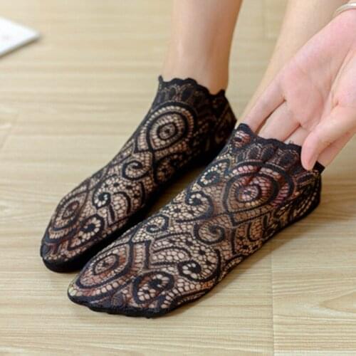 New Transparent Short Lace Socks Women Summer Hollow Out Ankle Socks Slippers Female Soft Low Invisible Socks Ped