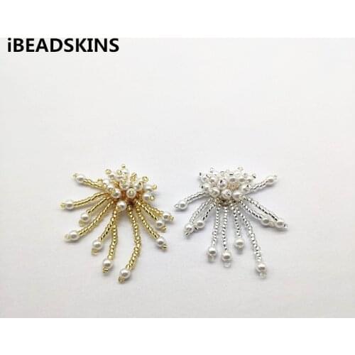 New arrival! 40x12mm Hand made Weave Mini glass Imitation pearls charm for Earrings parts,Accessories,hand Made Jewelry DIY