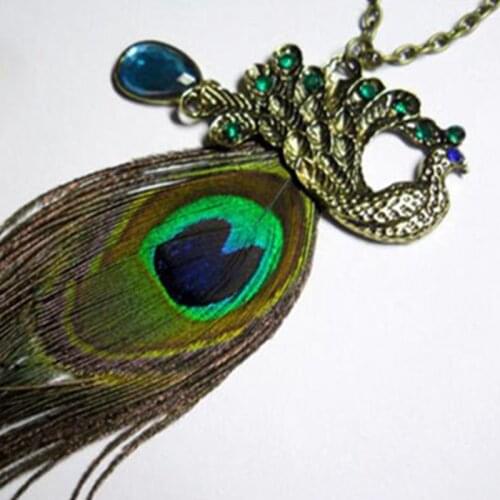 New accessories hot Pheasant feathers crystal long necklace full of beautiful female fashion necklace