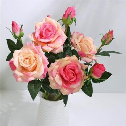 Single 50cm Real Touch Artificial Colorful Rose Flower Silk Peony Flowers for Wedding Party Marrige Decorations