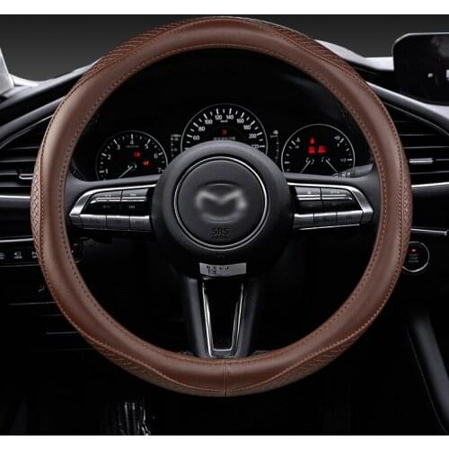 Genuine leather for Mazda 2 3 6 Axela Atenza Demio CX-3 CX-4 CX-5 CX5 CX 5 CX-7 CX-9 Car Steering Wheel Cover Auto Accessories