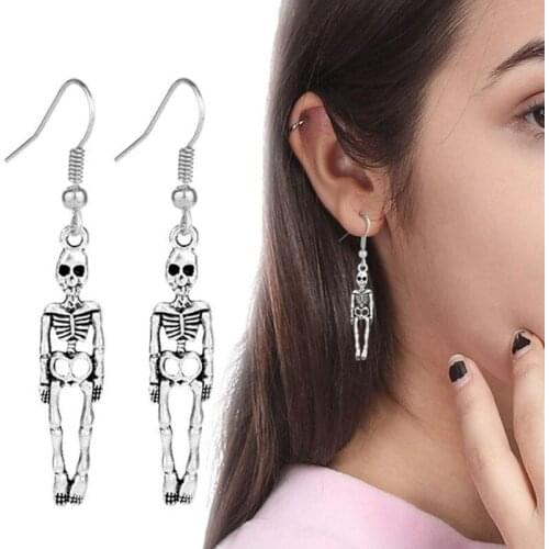 Punk Retro Skull Pendant Earrings Charm Halloween Skull Womens Hip Hop Jewelry Pendant Earrings Indian Earrings