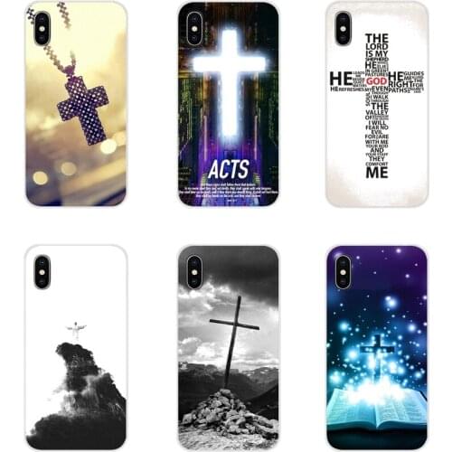 Transparent TPU Shell Case For Apple iPhone X XR XS 11Pro MAX 4S 5S 5C SE 6S 7 8 Plus ipod touch 5 6 faith Jesus cross Christian