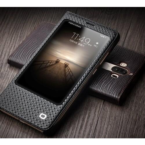QIALINO Luxury Genuine Leather Case for Huawei Ascend Mate 9 Flip Cover for Huawei Mate9 Sleep Wake Function Smart Case for mt9