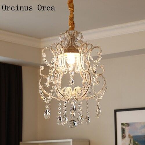 European luxury Silver Crystal Chandelier corridor balcony aisle French Romantic LED creative crystal single-ended Chandelier