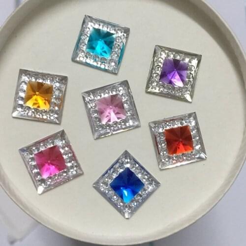 DIY 80PCS 10mm Resin square shape Flatback Rhinestone Wedding decoration craft D53