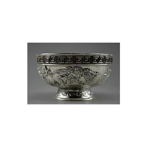 Antiguo trabajo hecho a mano de plata de talla Phoenix tibetano 100% real de plata tibetana China wholesale factory Bronze Arts