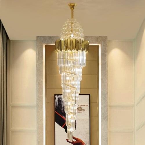 Staircase Light Villa Duplex Floor Living Room Hotel Crystal Chandelier Lighting Modern Luxury High Quality Crystal Chandeliers