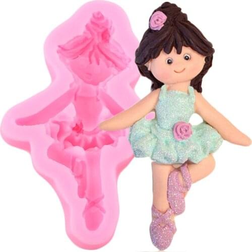 Dance Girl Silicone Mold Birthday Cupcake Topper Fondant Cake Decorating Tools Candy Clay Resin Molds Chocolate Gumpaste Moulds