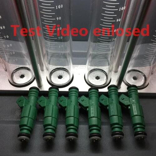 6pcs test video enclosed top feed universal 440cc High performance fuel injector Green Giant 0280155968 for racing tuning