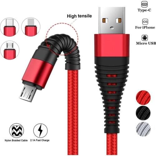 USB Cable For Smasung Galaxy A40 A50 M30 Fast Charging Cord Micro USB Type C Mobile Phone Charger Wire for Huawei LG Adapter 1M