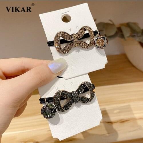Women Luxury Diamond Scrunchie Rubber Band Girls Sweet Round Ball Ponytail Holder Hair Band Headband Fashion Hair Accessories