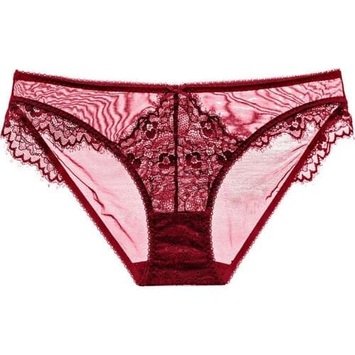 New Female Sexy Transparent Eyelashes Lace Plus Size Low Waist Panties Breathable Hip Up Briefs Women Underpants Bow Knickers