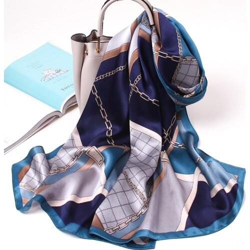 100% Silk scarf women Long Print Neckscarf Luxury Natural Silk Shawls Wraps Floral Echarpe Femme Ladies Pure Real Silk Scarves