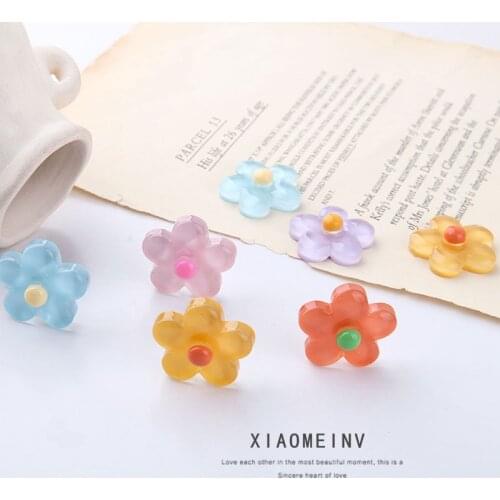 10pcs Korean Style Cute Flower Earrings For Women Female Fashion Jewelry Jelly Resin Flower Patch Diy Hair Accessories Materials