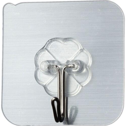 10Pcs Strong Paste Wall Hooks Hanger For Kitchen Bathroom 6*6cm Wall Hooks Storage Supplies