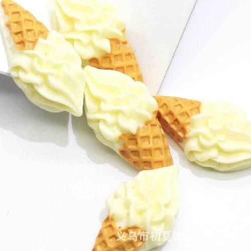 10Pcs Sweet Ice Cream Flat Back Resin Cabochon Miniature Food Embellishment DIY Scrapbooking Craft Phone Accessories 14*29*10mm