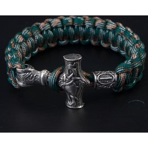 24styles Norse Viking Bracelets Thor Mjolnir Hammer Paracord Amuletceltic Rune Knot Amulet Scandinavian Bracelet Green Paracord