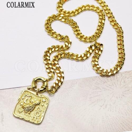 4 Pcs Retro Pendant necklace Gold square Pendant necklace Gold pendant jewelry Trendy necklace Gift fashion gift 7214