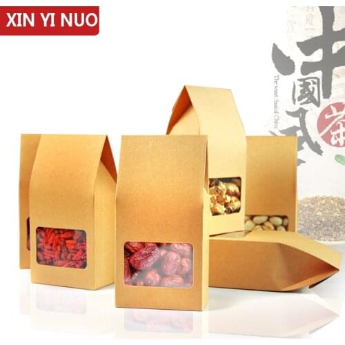 50pcs/lot Tea Snack Gift paper Packaging Kraft Paper Candy Bags Packaging Bag With Handle Gift Paper Bags With Logo Printed