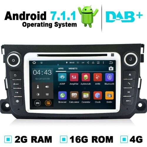 Android 7.1.1 Car DVD Radio Player GPS Navigation Autoradio Video Audio for Mercedes Benz Smart Fortwo 2011 2012 Support DAB