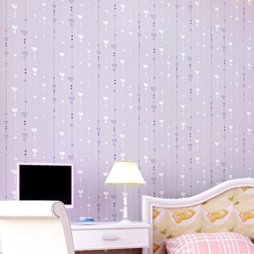Beibehang Environmental protection non-woven childrens room love bead curtain wallpaper bedroom full of pink papel de parede