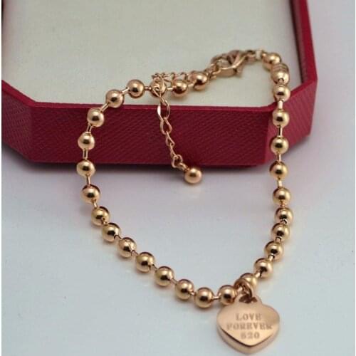 Love-heart charms Bracelet Titanium Steel Rose Gold high Quality Bracelet Jewelry drop shipping