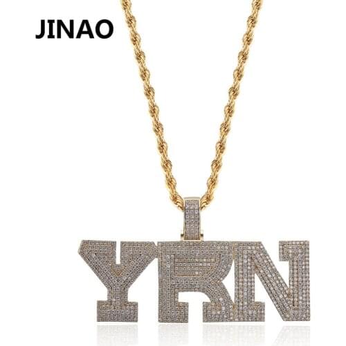 Fashion Name Cubic Zircon Iced Out Chain Necklace YRN Design Letter Pendant Hip Hop Jewelry Chain Statement Necklaces Bling Gift