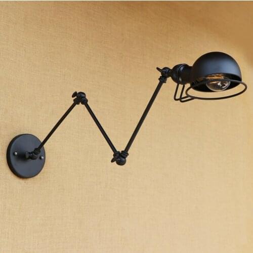 Black Loft Style Industrial Retro Vintage Wall Lamp Edison Wandlampen Adjustable Swing Long Arm Wall Light Fixtures Sconces