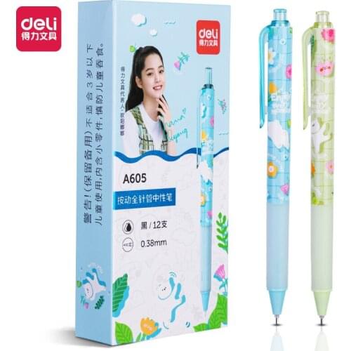 Deli Pen 2 Pcs Cute Gel Pens 0.38mm Gel Pen Korean Stationery Kawaii School Supplies Office Accessories Cute Pen for Girls Gift