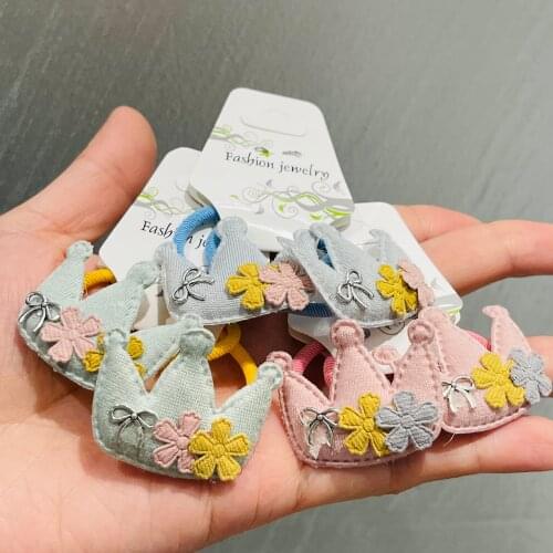 2Pcs Childrens Flowers Crown Headband Headwear Hair Korean Version Cartoon Girls Rubber Band Sweet Cute Hair Accessories Gift