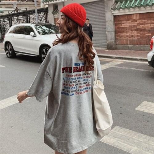 Summer Harajuku T Shirt Aesthetic Women Casual Loose Fashion Basic Letter Printed Preppy Indie Clothes Cyber Y2K Grunge Top Tee