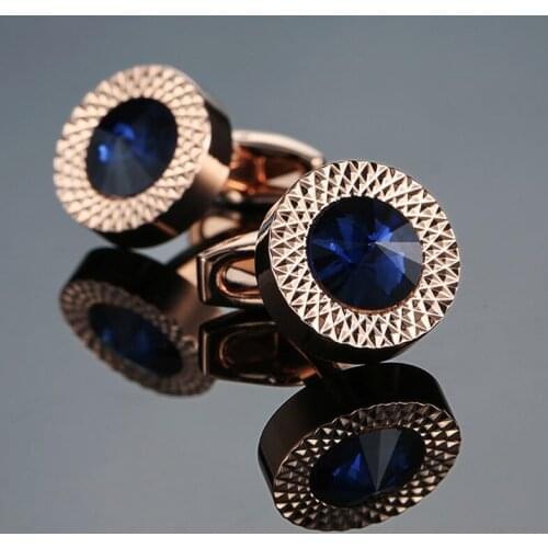AS High quality mens Cufflinks new fashion fashion jewelry rose gold crystal Cufflinks mens wedding shirt suit button pin gift