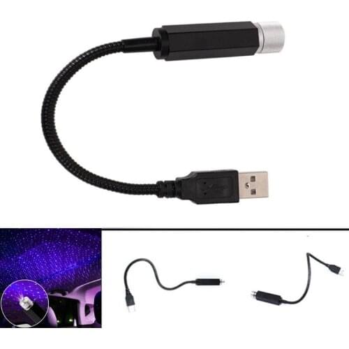 G5AD Car USB Star Beautiful Ceiling Light Starry Sky Projection Decor Lamp Roof Night Lights Protable Romantic Atmosphere