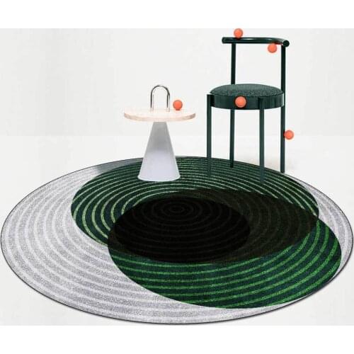 Fashionable Modern Minimalist Green Circular Geometric Mosaic Gray Living Room Bedroom Non-slip Floor Mat Carpet
