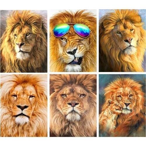 ARMYQZ Diamond Painting Set Lion DIY Diamond Embroidery Cross Stitch Animal Mosaic Sale Home Decoration