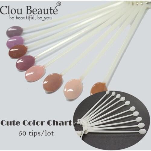 50PCS/Set False Nail Tips Color Card Practice Display Tools Fan Shaped Nail Polish Swatches Nail Color Sample Nail Art Supplies