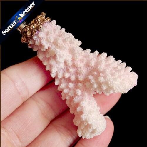 Natural Stone Raw White Coral Pendant Necklace Druzy Drusy Elestial Skeletal Cluster Specimen Fit Jewelry Making AA341