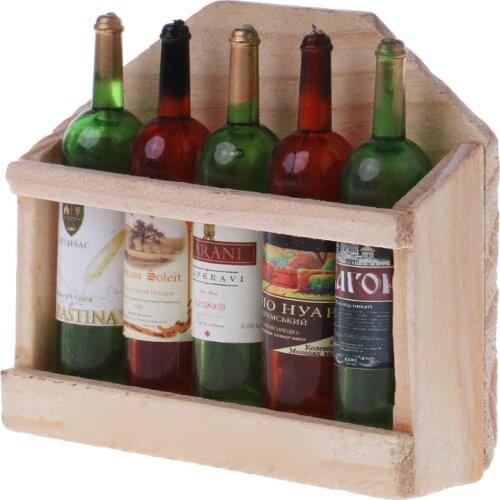 New Wooden three-dimensional simulation of five bottles fridge magnet Creative simple manual magnetic QX2E