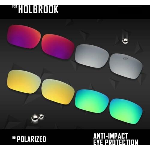 OOWLIT 4 Pairs Polarized Sunglasses Replacement Lenses for Oakley Holbrook OO9102-Silver & Midnight sun & Gold & Green