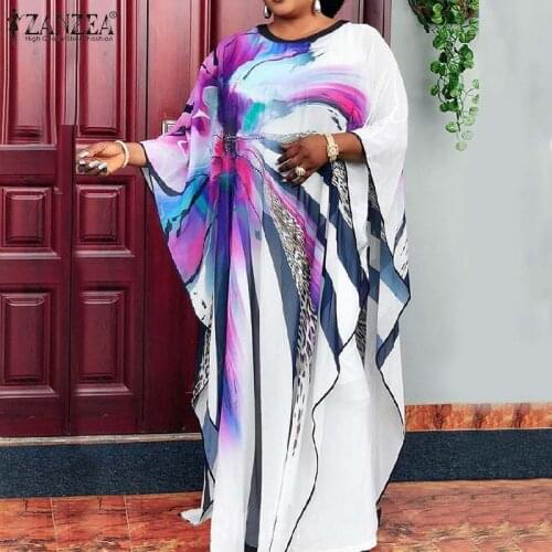 ZANZEA Autumn Party Floor Dress Women Vintage Floral Printed Vestido 2021 Fashion Ruffle Robe Longue Lady Casual Elegant Dresses