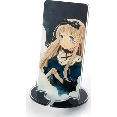 Promotional VOGRACE cheap OEM custom cartoon anime acrylic phone standee printed transparent acrylic stand keychains for gift