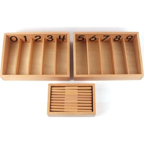 Montessori Spindle Box W/ 45 Spindles and Stroage Box Wooden Counters Educatioal Toys Early Learning Tools Kids Math Toy