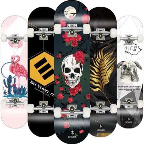 Skateboard 80CM Beginner Adult Kids Double Rocker Four-Wheeled Maple Board Professional Board High Speed Drift Skateboard