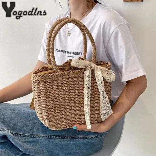 Straw Bags for Women 2021 Summer Rattan Bag Handmade Woven Beach Bag Bohemia Handbag Bolsos Fashion Rattan Basket Tote Purse