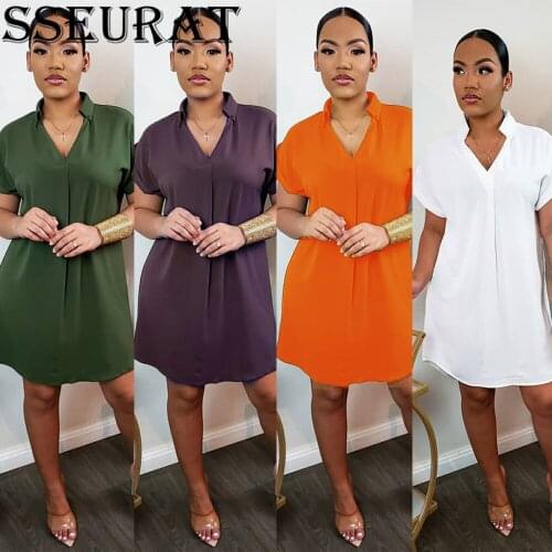 SSEURAT Fashionable Shirt Dresses