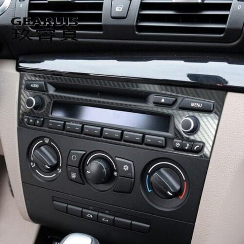 Car Styling Carbon fiber For BMW E81 E82 E87 Center Console Audio Button Volume MENU Air Conditioning Knob Frame Covers Stickers